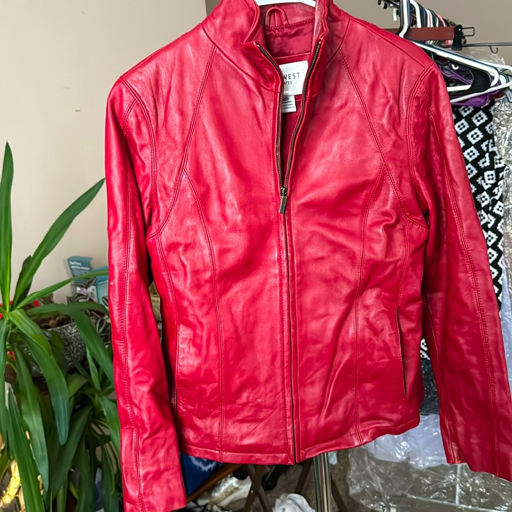 Red leather jacket